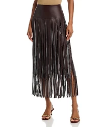 L'Agence Karolina Faux Leather Fringe Skirt