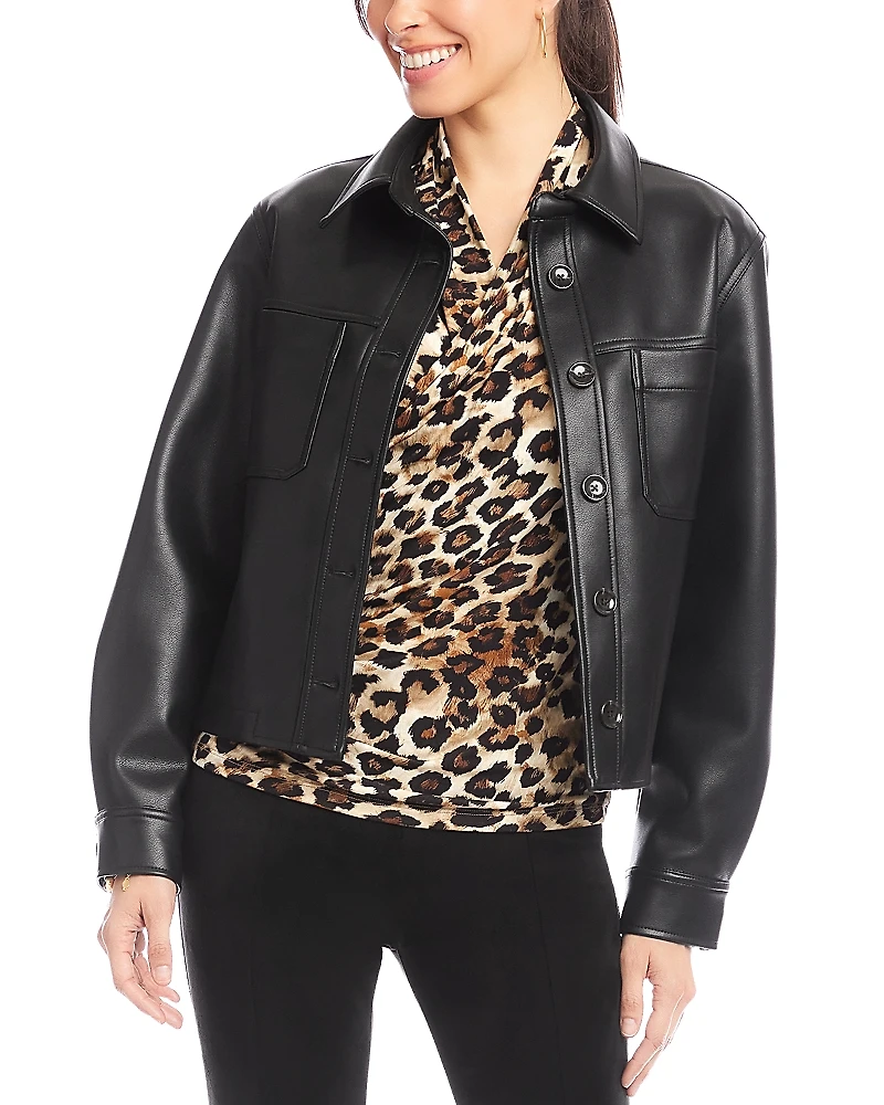 Karen Kane Faux Leather Cropped Jacket