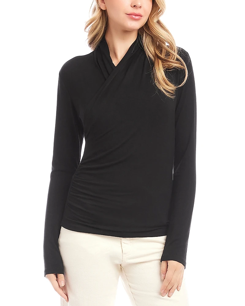 Karen Kane Crossover Side Shirred Top