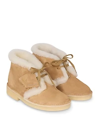 Sandro x Clarks Women's Originals Shearling Trim Suede Booties