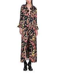 Anna Sui Feather Fern Ruffle Tie Dress