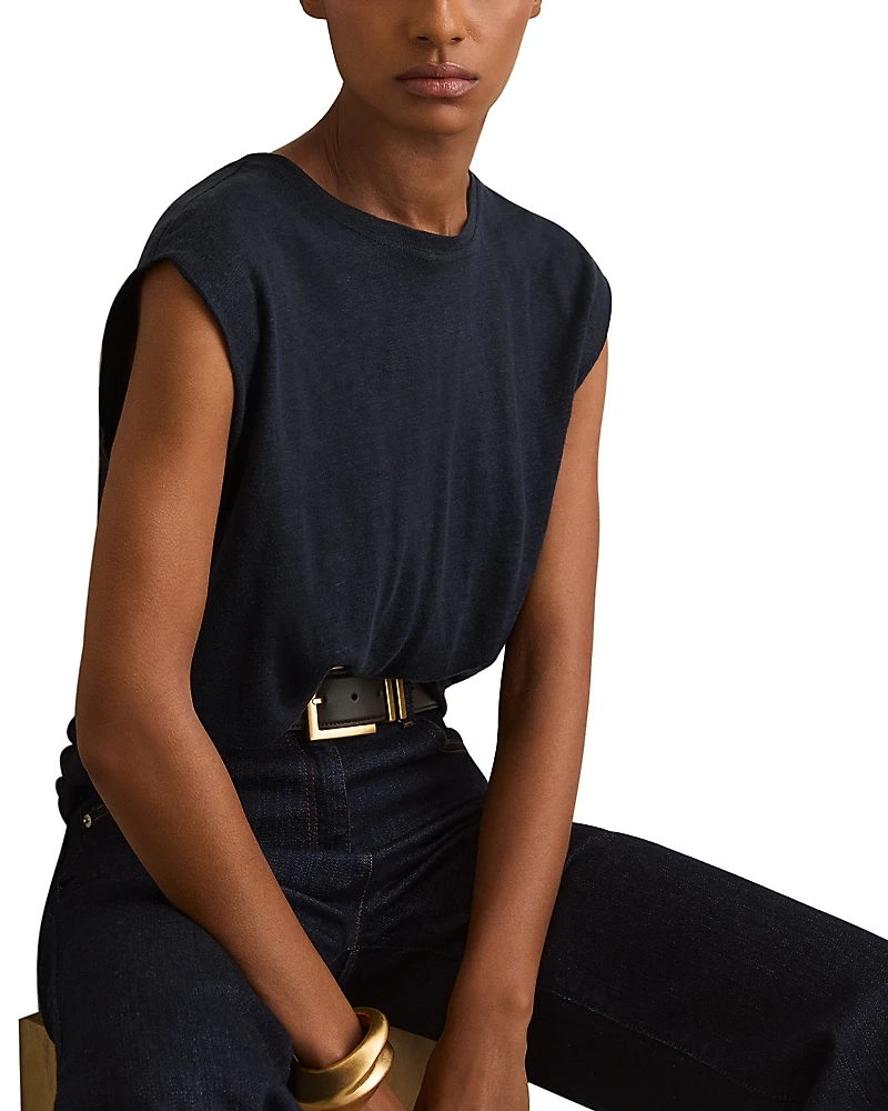 Reiss Mara Sleeveless Linen Tee