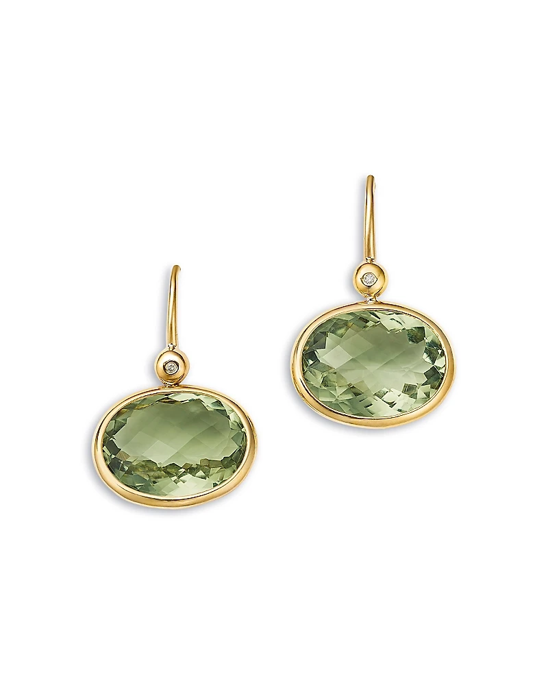 Bloomingdale's Fine Collection Prasiolite & Diamond Oval Drop Earrings