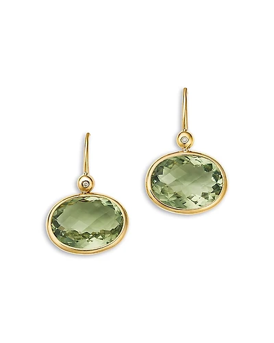 Bloomingdale's Fine Collection Prasiolite & Diamond Oval Drop Earrings