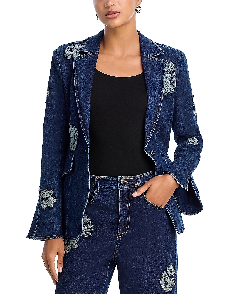 Cinq a Sept Milly Denim Applique Blazer