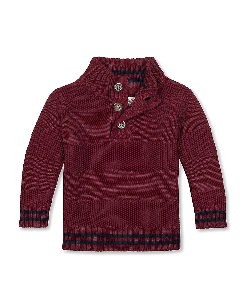 Hope & Henry Organic Mock Neck Stripe Sweater - Big Kid