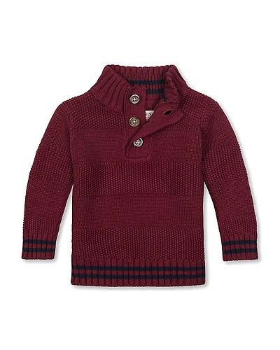Hope & Henry Organic Mock Neck Stripe Sweater - Big Kid