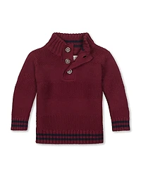 Hope & Henry Organic Mock Neck Stripe Sweater - Big Kid