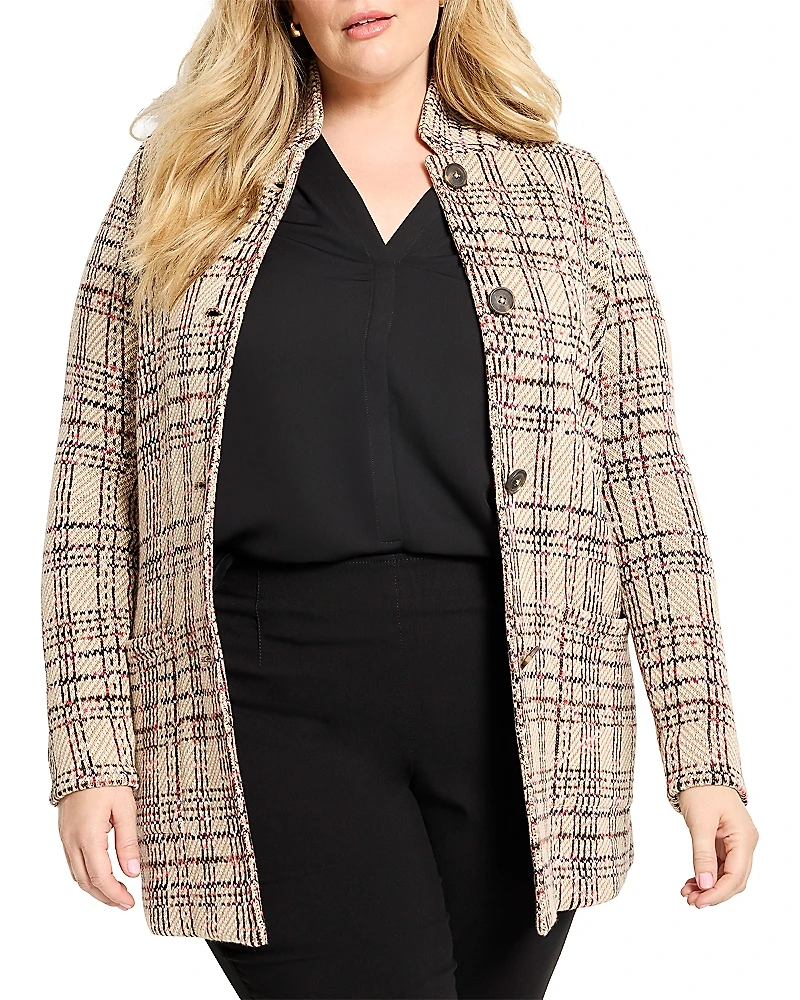 Nic+Zoe Plus Stitchy Plaid Knit Blazer