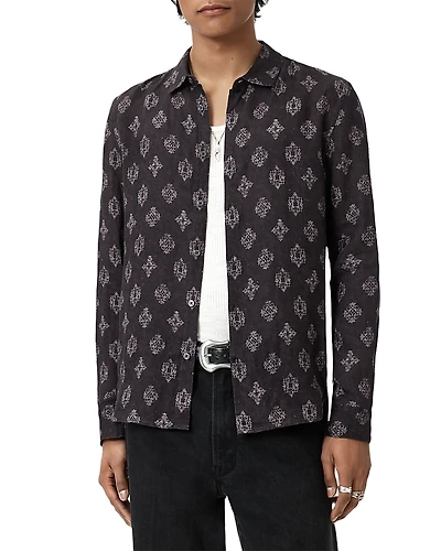John Varvatos Ross Slim Fit Printed Button Front Shirt