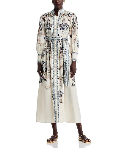 Nancy Yang Mandarin Collar Maxi Dress