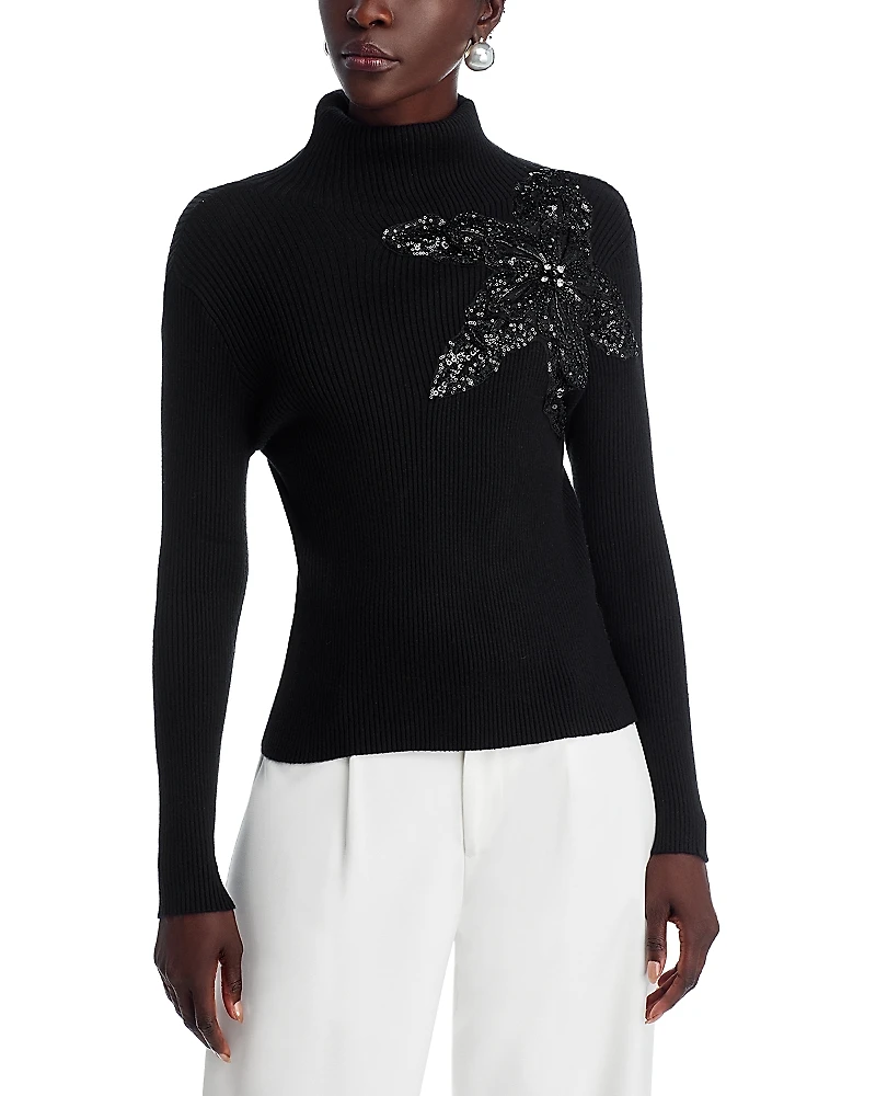 Nancy Yang Beaded Flower Sweater