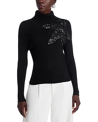 Nancy Yang Beaded Flower Sweater