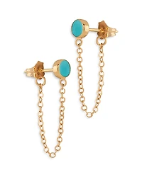Bloomingdale's Fine Collection Turquoise Cabochon Oval Front to Back Earrings