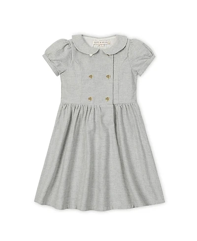 Hope & Henry Girls' Organic Double Breasted Flannel Dress with Collar - Little Kid, Big Kid