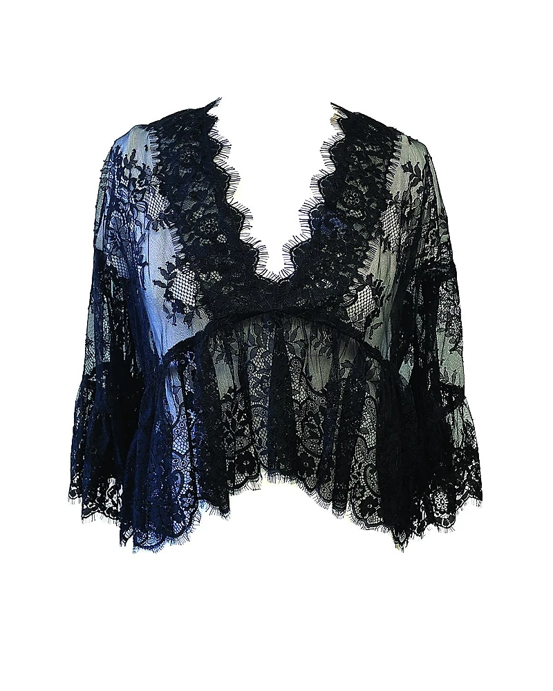 Anna Sui Victorian Lace V Neck Top