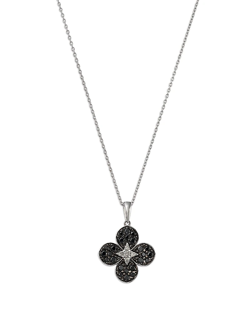 Bloomingdale's Fine Collection Black & White Diamond Clover Pendant Necklace