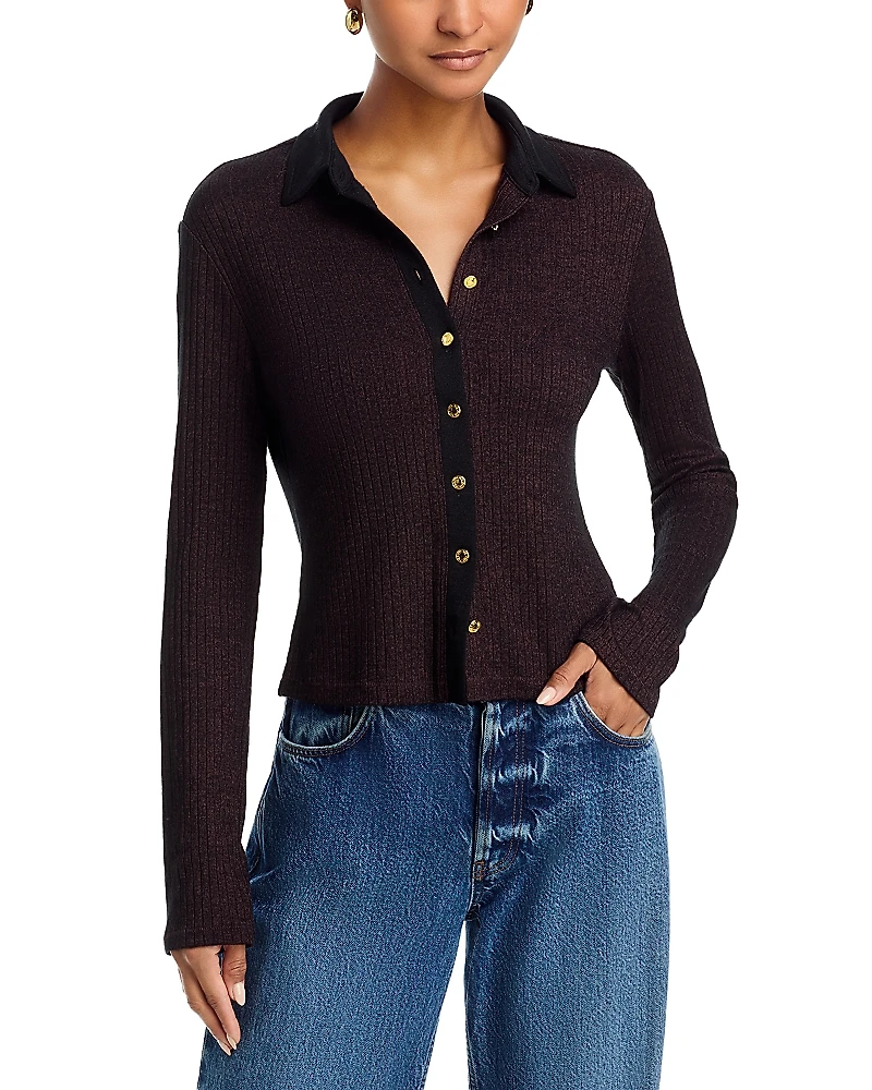 rag & bone The Knit Contrast Polo Top