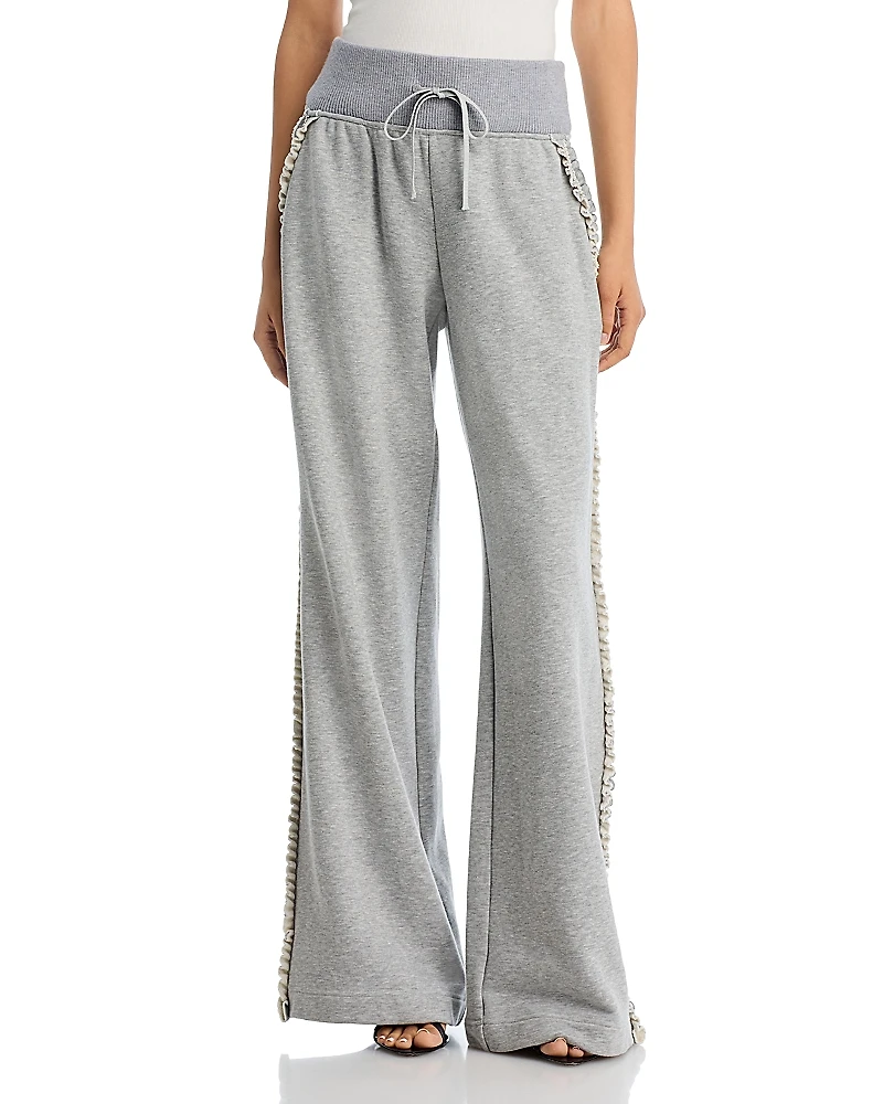 Cinq a Sept Ruffled Rhinestone Trim Pants