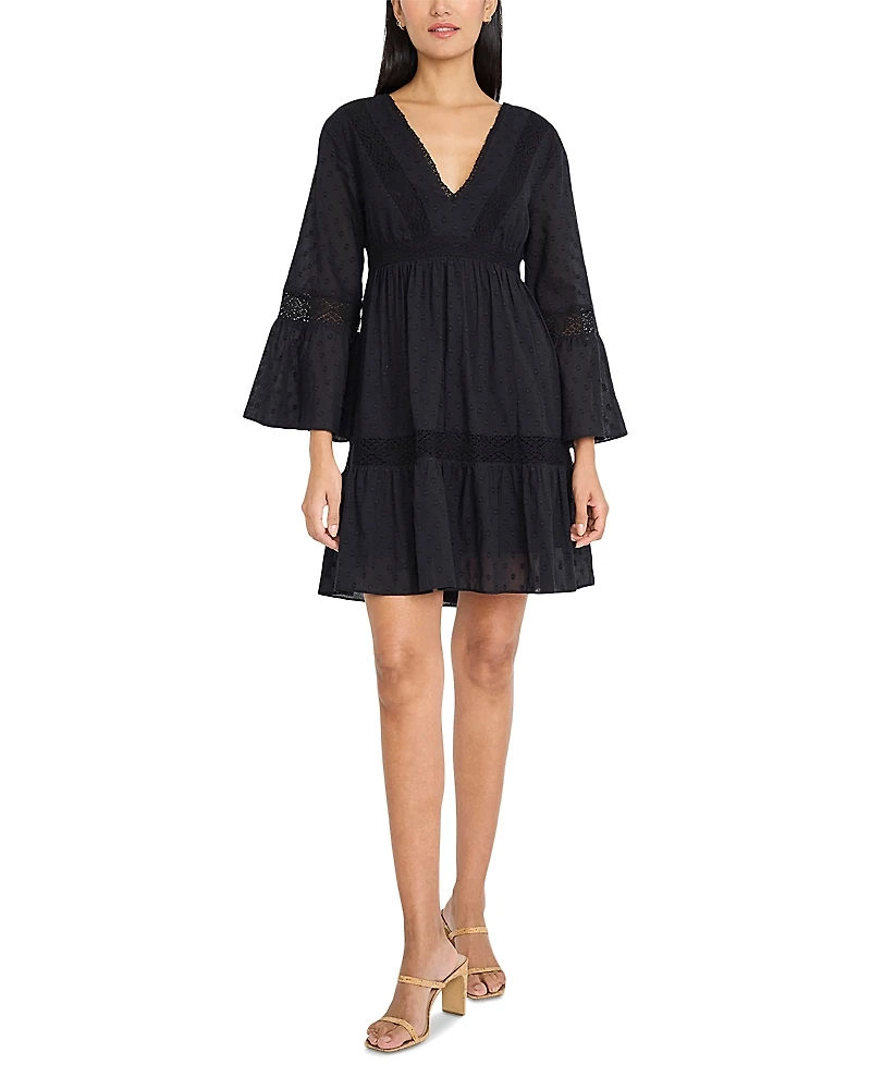 The Good Journey V Neck Wide Sleeve Mini Dress