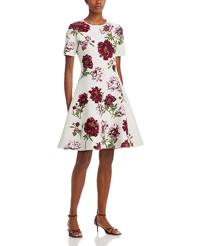Oscar de la Renta Boucle Peony Jacquard Dress