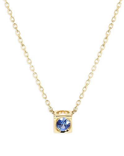 Dinh Van 18K Yellow Gold Le Cube Diamont Sapphire Solitaire Cube Pendant Necklace