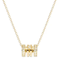 Dinh Van 18K Yellow Gold Pulse Diamond Pave Three Ring Pendant Necklace, 15.75-16.53