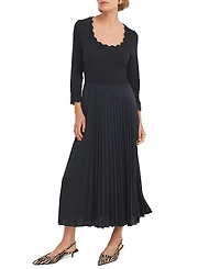 Mint Velvet Women's Scallop Jersey Mix Midi Dress