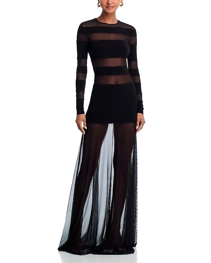 Norma Kamali Spliced Mesh Skirt Dress