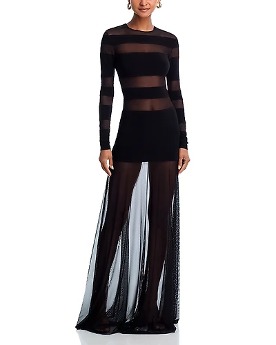 Norma Kamali Spliced Mesh Skirt Dress