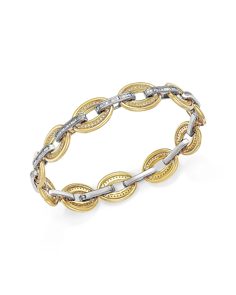 Bloomingdale's Fine Collection Diamond Round & Baguette Chain Link Bracelet