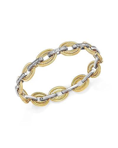Bloomingdale's Fine Collection Diamond Round & Baguette Chain Link Bracelet