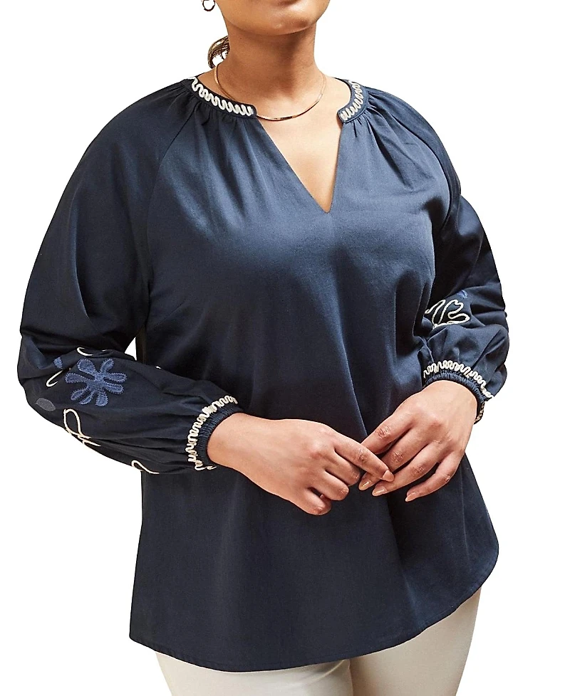 Live Unlimited Long Sleeve Embroidered Blouse