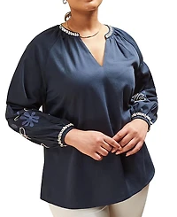 Live Unlimited Long Sleeve Embroidered Blouse