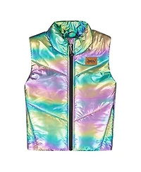 Deux par Girls' Quilted Mid-Season Sleeveless Vest Metallic