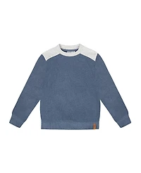 Deux par Boys' Super Soft Long Sleeve Flat Back Rib Top with Elbow Patches - Little Kid