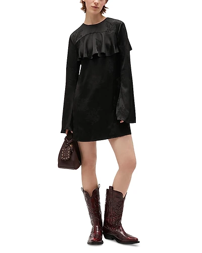 Ganni Fluid Satin Jacquard Mini Dress