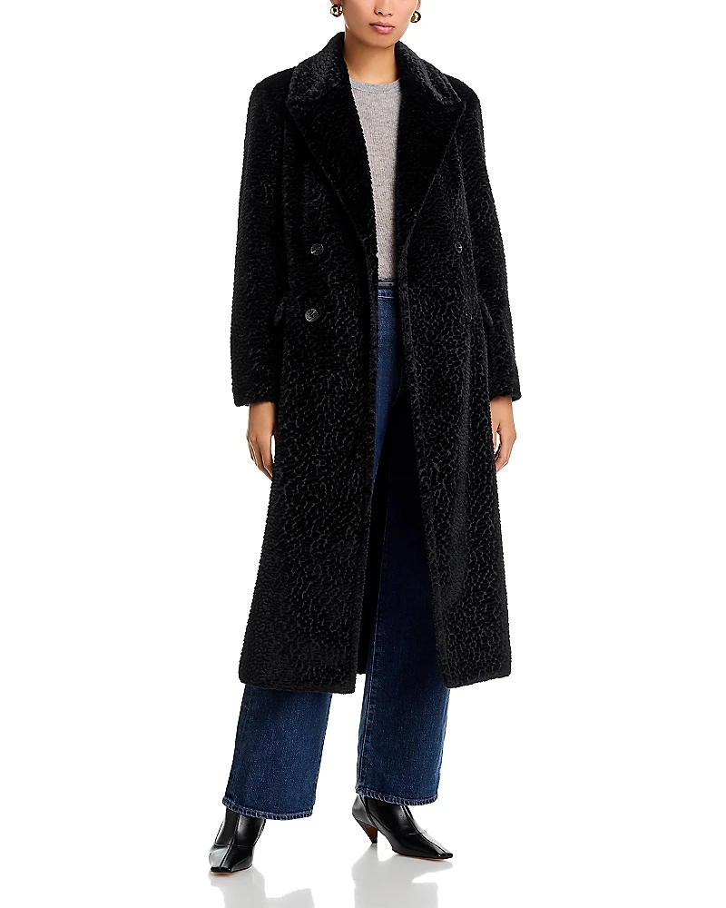 Avec Les Filles Textured Faux Fur Coat