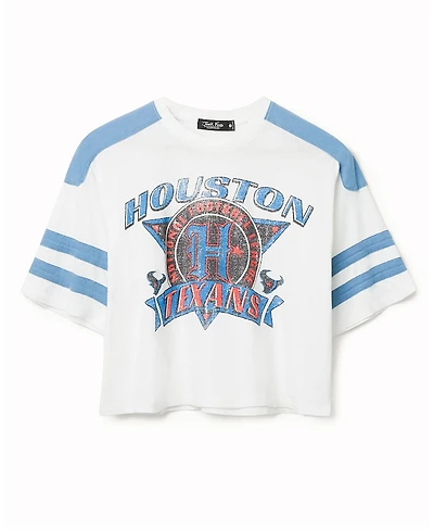 Junk Food Clothing Women's Nfl Houston Texans Striped Crop Tee