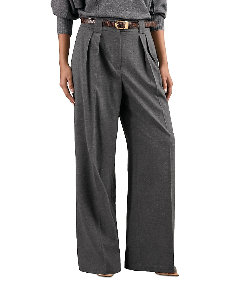 Reiss Poppie Wide Leg Flannel Pants