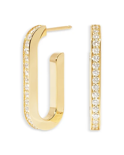 Dinh Van 18K Yellow Gold Maillon Diamond Large Oval Hoop Earrings