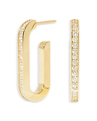 Dinh Van 18K Yellow Gold Maillon Diamond Large Oval Hoop Earrings