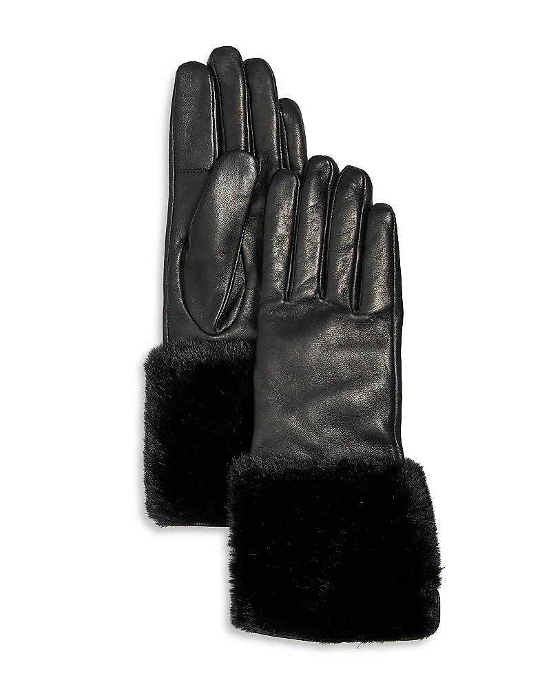 Bloomingdale's Cashmere Lined Cuffed Leather Tech Gloves - Exclusive