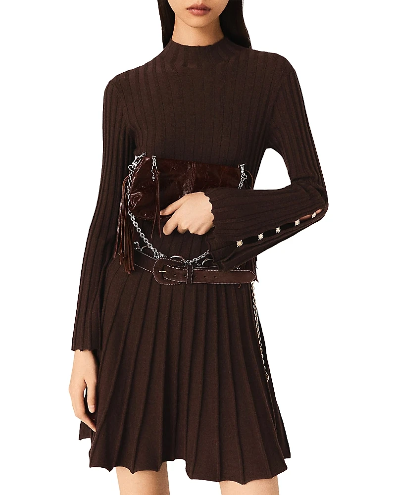 Maje Raffie Pleated Dress