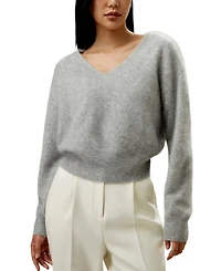 Lilysilk Brushed V-Neck Cashmere Sweater