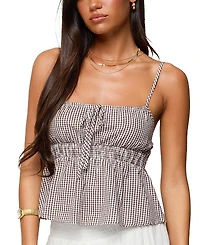 Edikted Zahara Gingham Babydoll Top