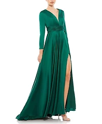 Mac Duggal Long Sleeve Ruched A-Line Gown