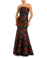 Mac Duggal Strapless Floral Brocade Mermaid Gown
