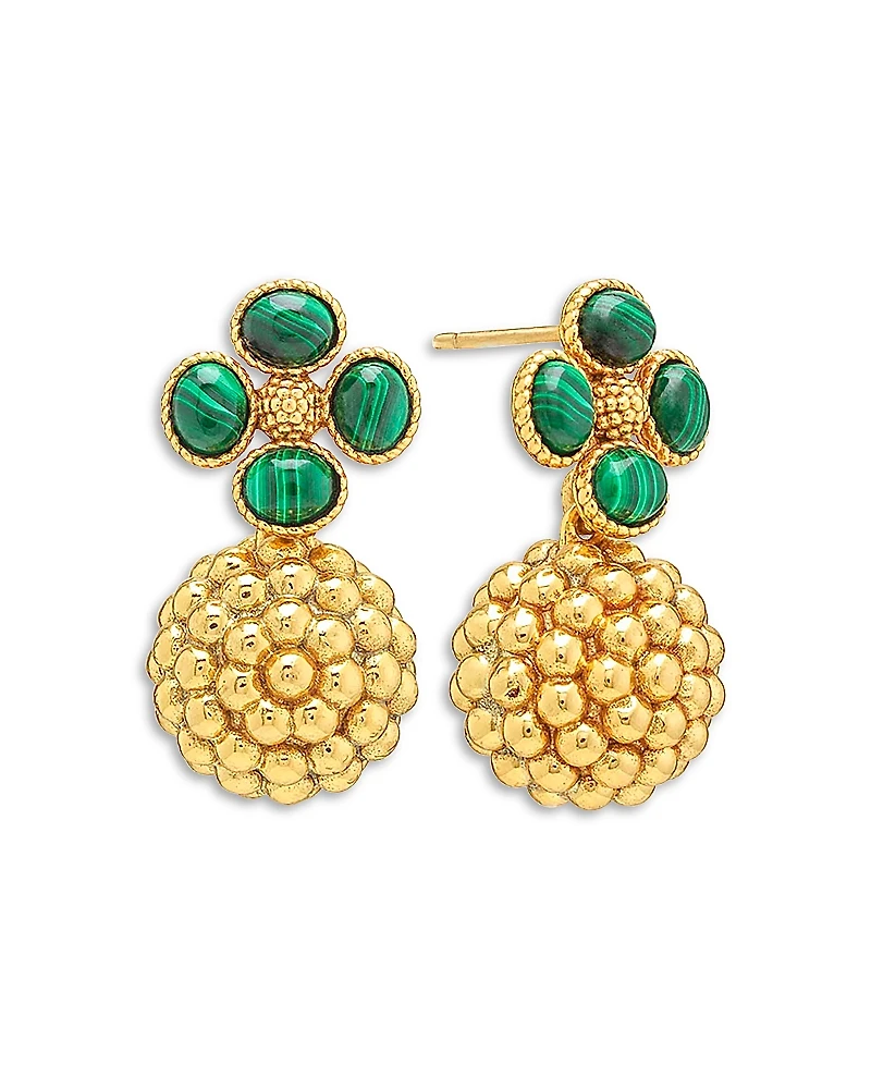 Capucine De Wulf Malachite Berry Clover Drop Earrings