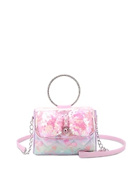 Omg Accessories Girls' Sequin Bow Ring Top Handle Crossbody Bag